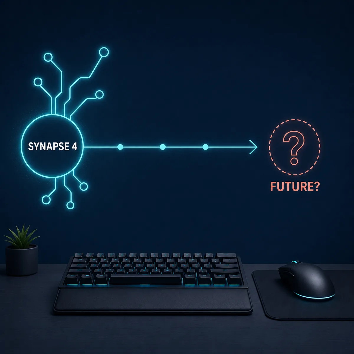 Illustrazione concettuale che mostra il ramo Synapse 4 verificato verso una versione futura non confermata