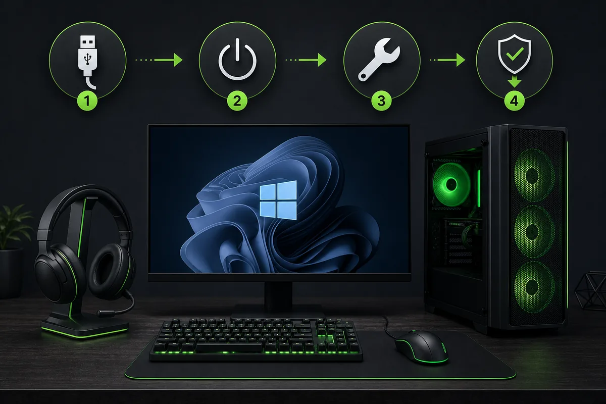 Flujo de reparación para detección de dispositivos en Razer Synapse